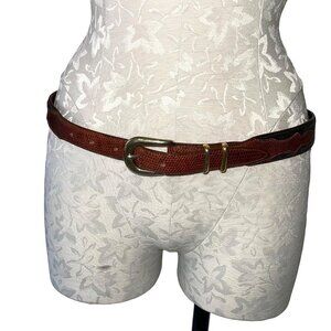 The Bandera Collection Mens Belt Size 32 Genuine Lizard Leather Gold Made In USA